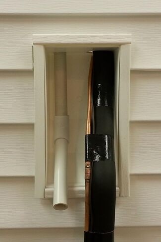 Lineset Box™ Line Set Rough-In Box (Black) — HVAC Exterior Wall Termination Point for Refrigerant Lines, Condensation Drain & Low Voltage Wire — Made in USA in Saudi Arabia