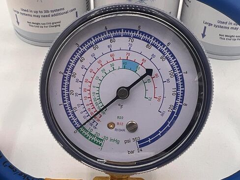 ENVIRO-SAFE Arctic-Air for R12, AC Support, (4) 4 oz. Piercing Style Cans & Gauge in Kuwait