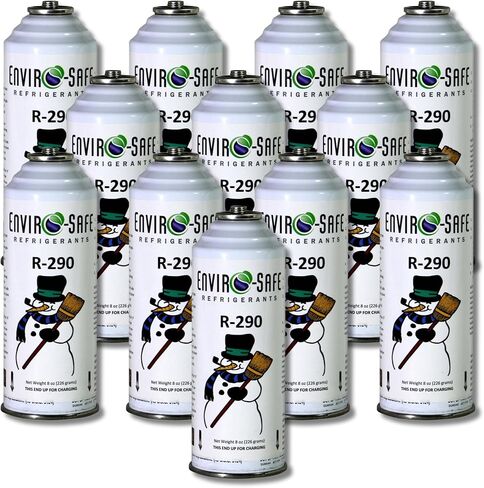 ENVIRO-SAFE R290 Refrigerant in an 8oz. Piercing Style Container for Recharge – Includes Gauge Set, Bullet Piercing Valve and R290 Can - DIY KIT (Recharge and Seal Kit) in Saudi Arabia