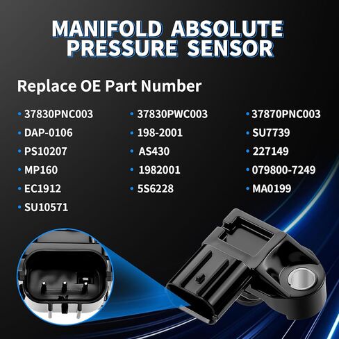 مستشعر MAP مستشعر الضغط المطلق المنوع مناسب لـ 2004 2005 2006 2007 Honda Accord Civic CR-V Pilot Odyssey Element Ridgeline Fit Acura TL TSX RSX RL 225-1260 37830PNC003 AS430 5S6228 in Kuwait