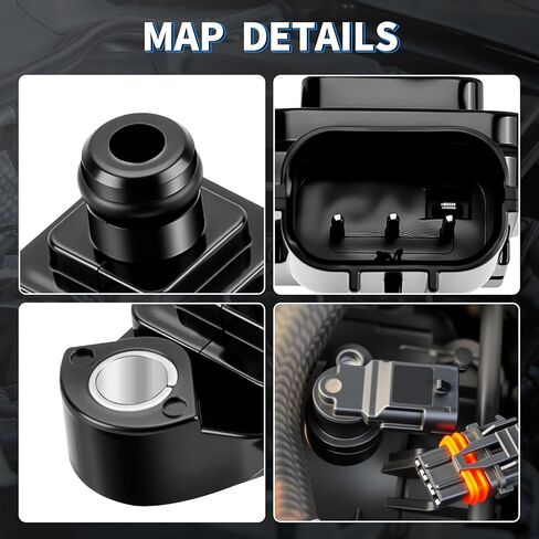 مستشعر MAP مستشعر الضغط المطلق المنوع مناسب لـ 2004 2005 2006 2007 Honda Accord Civic CR-V Pilot Odyssey Element Ridgeline Fit Acura TL TSX RSX RL 225-1260 37830PNC003 AS430 5S6228 in Kuwait