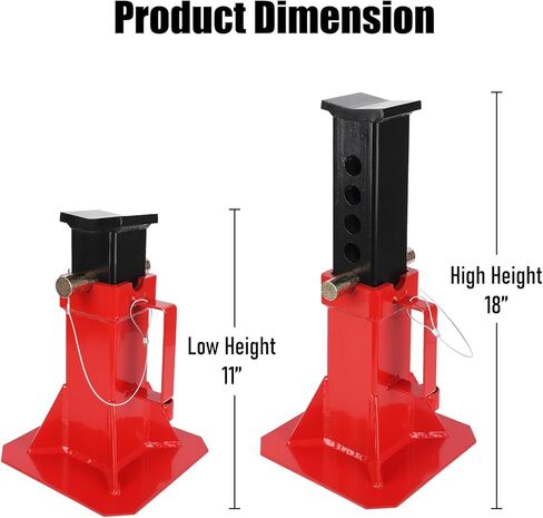 12 Ton (24,000 Lbs) Heavy Duty Pin Type Jack Stands, 11"-18" Adjustable Height with Quick-Release Safety Lock, Pin-Style Supports for Heavy Trucks, RVs, Trailers & Cars, Garage Use, 1 Pair in Kuwait