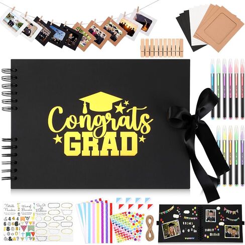 Eaasty 80 Pages 2026 Graduation Scrapbook DIY Kit Grad Guest Book Photo Album with Stickers Markers Photo Frames Clips for 2026 College High School Memory Book Gifts Party Supplies 3.15 x 4.72" in Kuwait