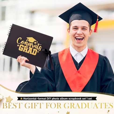 Eaasty 80 Pages 2026 Graduation Scrapbook DIY Kit Grad Guest Book Photo Album with Stickers Markers Photo Frames Clips for 2026 College High School Memory Book Gifts Party Supplies 3.15 x 4.72" in Kuwait