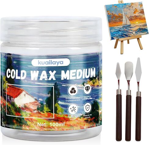 Cold Wax, Cold wax Medium, Watercolor Waxs Sealer, Creating Unique Texture, Presents Elegant Matte Finish, Increases Adhesion and Stability of Pigments, Protects Painting, 3.33 oz in Kuwait