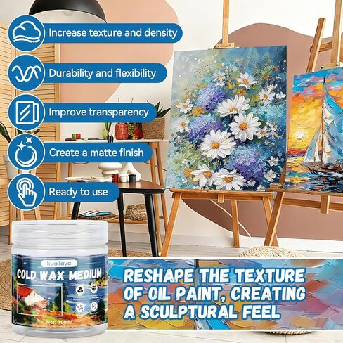 Cold Wax, Cold wax Medium, Watercolor Waxs Sealer, Creating Unique Texture, Presents Elegant Matte Finish, Increases Adhesion and Stability of Pigments, Protects Painting, 3.33 oz in Kuwait