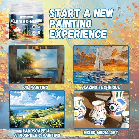 Cold Wax, Cold wax Medium, Watercolor Waxs Sealer, Creating Unique Texture, Presents Elegant Matte Finish, Increases Adhesion and Stability of Pigments, Protects Painting, 3.33 oz in Kuwait