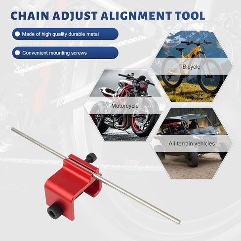 Chain Alignment Tool for Motorcycle, 08-0048 Quick Accurate Motorcycle Chain Adjusting Tools, Aluminum Alloy Sprocket Alignment Tool Universal for ATV Scooter Dirt Bike (Red) in Kuwait