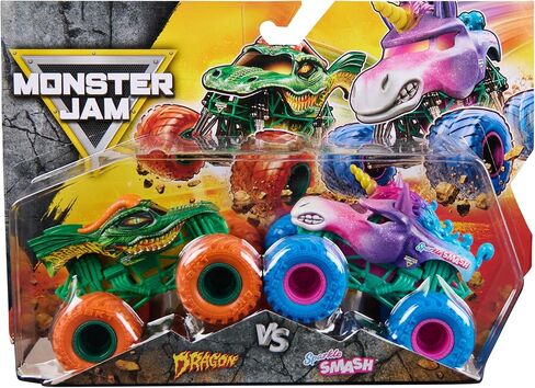 Monster Jam, Dragon Vs. Sparkle Smash Die-Cast Monster Trucks, 1:64 Scale, Kids Toys for Boys Ages 3 and up in Kuwait