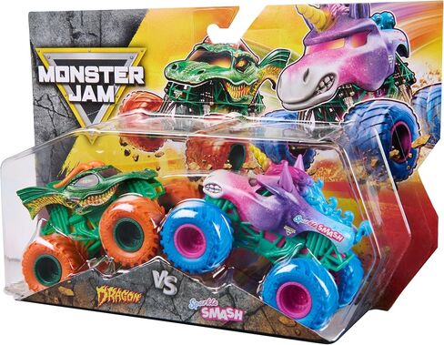 Monster Jam, Dragon Vs. Sparkle Smash Die-Cast Monster Trucks, 1:64 Scale, Kids Toys for Boys Ages 3 and up in Kuwait