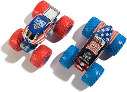 Monster Jam Grave Digger vs JCB Digatron Diecast Truck - حصريًا باللون الأحمر والأبيض والأزرق in Kuwait