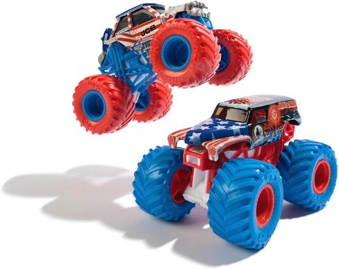 Monster Jam Grave Digger vs JCB Digatron Diecast Truck - حصريًا باللون الأحمر والأبيض والأزرق in Kuwait