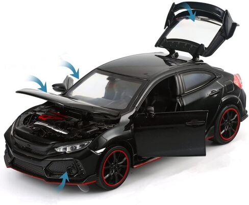 1/32 Alloy Model Car Diecast Toy Collection Pull Back Sound & Light Gift for Honda Civic Type R Accessory in Kuwait
