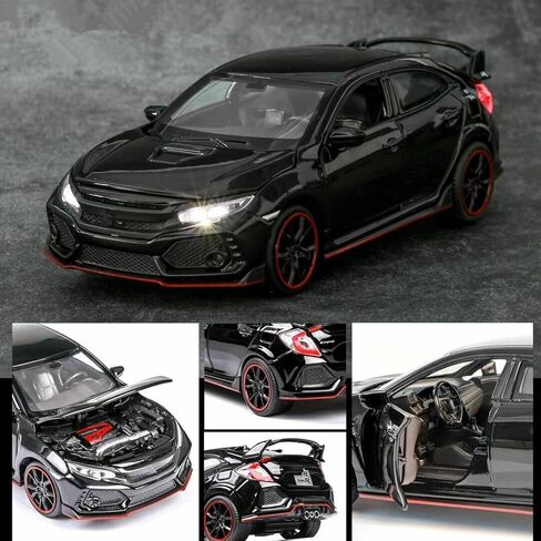 1/32 Alloy Model Car Diecast Toy Collection Pull Back Sound & Light Gift for Honda Civic Type R Accessory in Kuwait