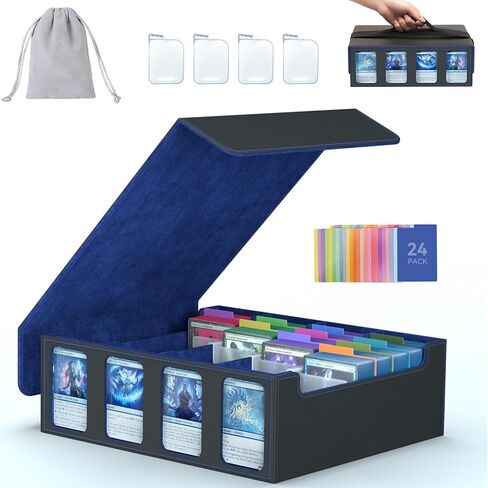 3-Row Trading Card Storage Box, Bulk Cards Case for 2400+ Mtg tcg Magic Playing Game Card Organizer, Commander Deck Box with 3 Supports & 24 Dividers in Kuwait