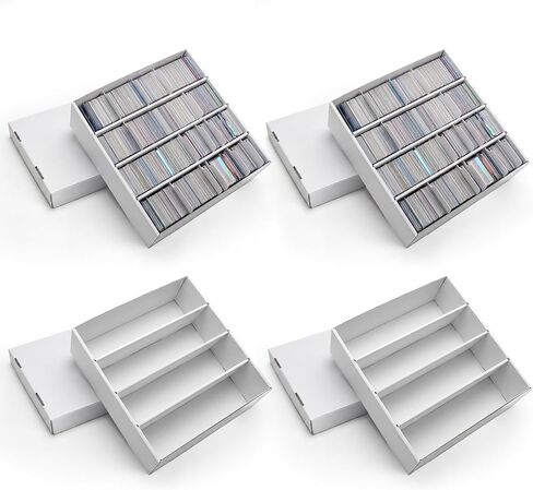 RLAVBL 4 Pack Trading Card Storage Box, 3200 Count Cardboard Card Boxes with Dividers for Sports, MTG, TCG, Toploader, 4 Row in Kuwait