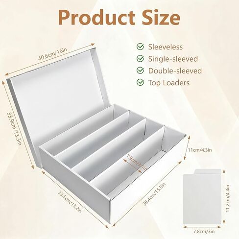 RLAVBL 4 Pack Trading Card Storage Box, 3200 Count Cardboard Card Boxes with Dividers for Sports, MTG, TCG, Toploader, 4 Row in Kuwait
