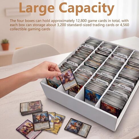RLAVBL 4 Pack Trading Card Storage Box, 3200 Count Cardboard Card Boxes with Dividers for Sports, MTG, TCG, Toploader, 4 Row in Kuwait