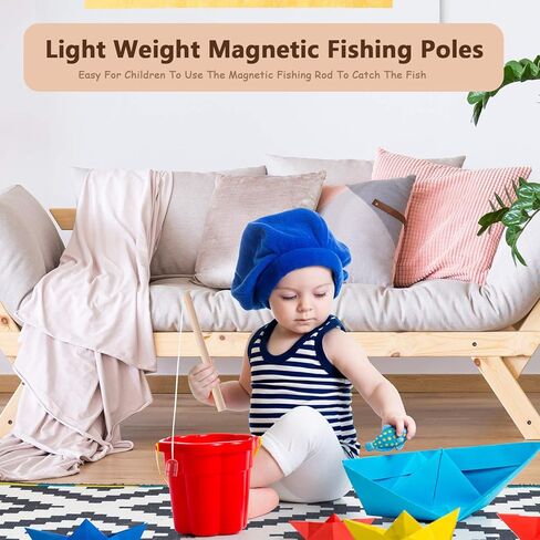 Sumind 4 Pieces Wooden Magnetic Fishing Poles Magnet Poles Fishing Rod for Wooden Magnetic Fishing Game for Kindergarten Preschool Girl Boy in Saudi Arabia