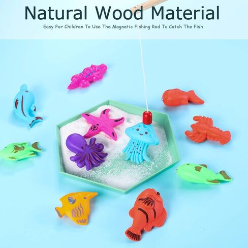Sumind 4 Pieces Wooden Magnetic Fishing Poles Magnet Poles Fishing Rod for Wooden Magnetic Fishing Game for Kindergarten Preschool Girl Boy in Saudi Arabia