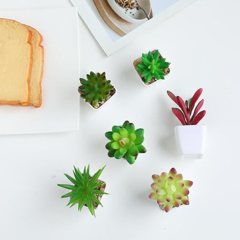 Nubry Mini Fake Plants in Terrine Pots Artificial Small Succulents Potted Faux Assorted Lifelike Plants for Home Office Desk Decor, Set of 6 (Orange Terracotta Pots) in Saudi Arabia