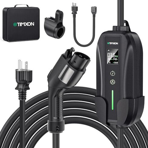 16A Level 1&2 EV Charger, ETL Certified Portable J1772 Electric Car Charger, Electric Vehicle Charging Station with 25FT Cord,120V/240V NEMA 6-20P Plug & 120V 5-15P Adapter for All J1772 EV Cars in Kuwait