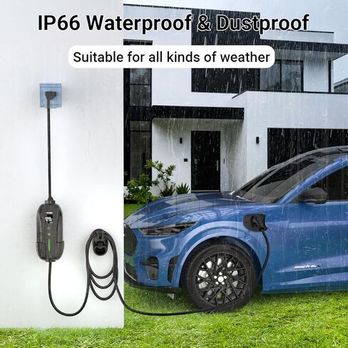 16A Level 1&2 EV Charger, ETL Certified Portable J1772 Electric Car Charger, Electric Vehicle Charging Station with 25FT Cord,120V/240V NEMA 6-20P Plug & 120V 5-15P Adapter for All J1772 EV Cars in Kuwait