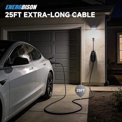 Level 1/2 Tesla EV Charger,25ft Extension Cable with Wi-Fi/APP Control,ETL Certified.Dual Voltage Charger with 240V NEMA 6-20 Adapters and 120V NEMA 5-15 Plug,Compatible with Tesla Model 3/Y/S/X in Kuwait
