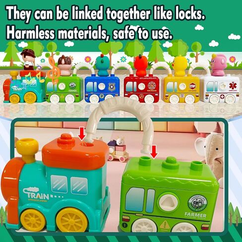 Toddler Toy Strain Set, Learning Counting Matching Lock and Key Kids Toys, Includes 6 Themed Cars and Finger Animal, for 2-5 Year Old Boy Girl Gifts for Smart Kids, Christmas Birthday Gift in Kuwait
