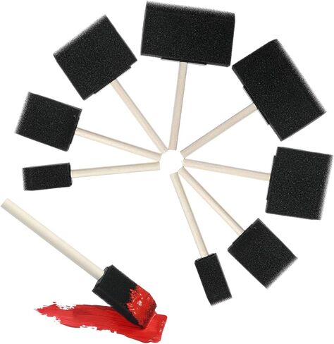 8 Pcs Foam Paint Brushes Set 4 Sizes, 1'' 2'' 3'' 4'' Portable Lightweight Foam Brushes for Painting, Practical Sponge Brush with Wood Handle for Staining, Varnish, DIY Crafting in Kuwait