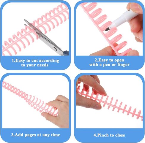 8 PCS Comb Binding Spines, 30 Rings Click Plastic Spiral Binding Coils, 1/2" Diameter Easy to Adding Pages Bindings Letter for Student Teacher Business Document Notebook File Making (Colorful) in Kuwait