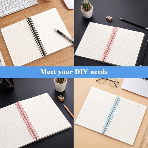 8 PCS Comb Binding Spines, 30 Rings Click Plastic Spiral Binding Coils, 1/2" Diameter Easy to Adding Pages Bindings Letter for Student Teacher Business Document Notebook File Making (Colorful) in Kuwait
