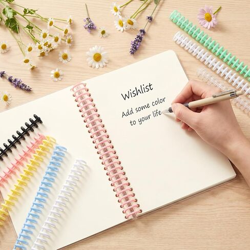 8 PCS Comb Binding Spines, 30 Rings Click Plastic Spiral Binding Coils, 1/2" Diameter Easy to Adding Pages Bindings Letter for Student Teacher Business Document Notebook File Making (Colorful) in Kuwait