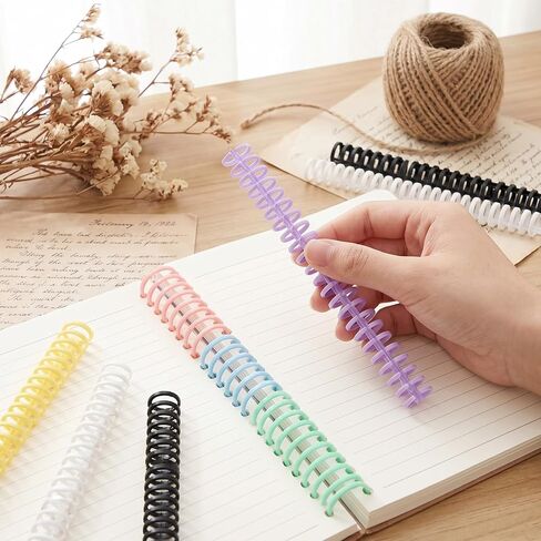 8 PCS Comb Binding Spines, 30 Rings Click Plastic Spiral Binding Coils, 1/2" Diameter Easy to Adding Pages Bindings Letter for Student Teacher Business Document Notebook File Making (Colorful) in Kuwait
