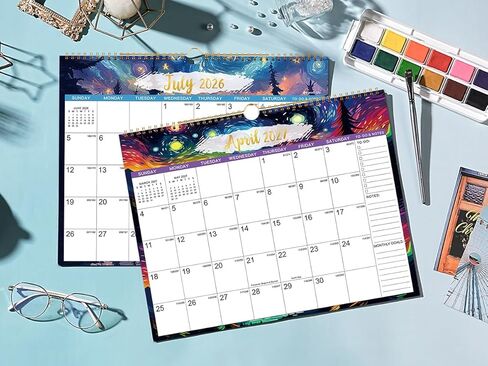 Calendar 2024-2025 - Wall Calendar 2024-2025, JUL. 2024 - DEC. 2025, 15'' x 11.5'', 2024-2025 Wall Calendar with 18 Months - Blue-Pink Floral in Saudi Arabia