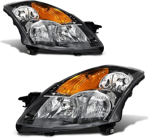 ADCARLIGHTS Headlight Assembly Compatible with 2007-2009 Nissan Altima 4Dr Sedan Clear Lens Chrome Housing with Amber Reflector Headlamp Replacement Left and Right in Saudi Arabia