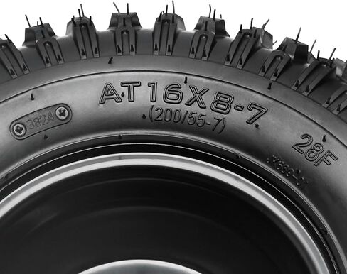 عبوتان من إطارات ATV مقاس 16 × 8.00-7 مع حواف - عجلات 4PR بدون أنابيب مقاس 7 بوصات لـ UTV وGo-Kart وQuad وBuggy وإطارات الدراجة الصغيرة لجميع التضاريس و4 مسامير بنمط مسمار 110 مم in Kuwait