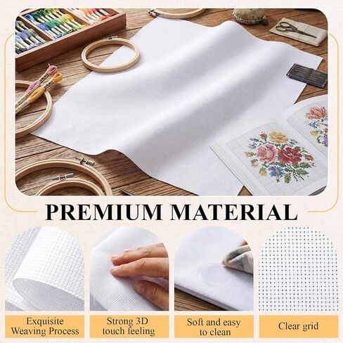 Tranqun 2 Pack 14 Count Cross Stitch Aida Fabric, 59 x 39 Inch – Extra Large DIY Embroidery Cloth, Ideal for Embroidery, Curtains, Cushions, Tablecloths, Home Decor, Ideal Gifts for Mom in Kuwait