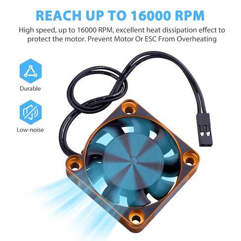 40mm 16000RPM High-Speed Cooling Fan Heatsink for RC Motor & ESC, 40mm Diameter Radiator Fan for 1/5 1/6 1/7 Scale RC Truck Car Off-Road Buggy in Saudi Arabia