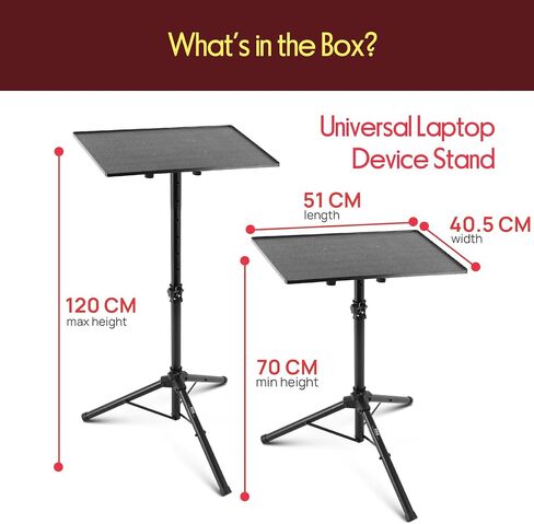 Pyle Universal Laptop Projector Tripod Stand - 2 Pcs Computer, Book, DJ Equipment Holder Mount Height Adjustable Up to 50 Inches w/ 20'' x 16'' Plate Size - Perfect for Stage or Studio Use PLPTS3X2 in Saudi Arabia