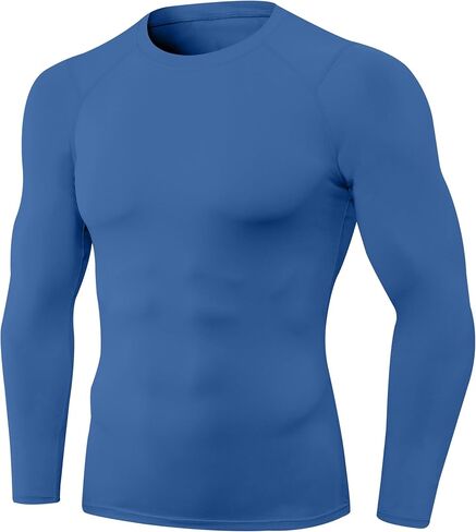 Men's Compression Shirt Long Sleeve Athletic Workout T-Shirts Top Active Sport Base Layer Undershirt Dry Fit Black+White, Small in Saudi Arabia