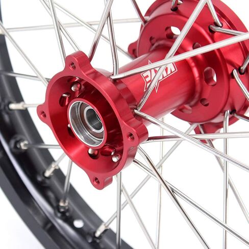 عجلة كبيرة للأطفال KKE مقاس 19 بوصة - 16 بوصة لـ CRF150R 2007-2025 CRF150RB نموذج ديرتبايك بتحكم رقمي بالكمبيوتر محاور حمراء Rimx in Kuwait