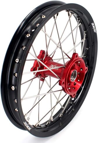 عجلة كبيرة للأطفال KKE مقاس 19 بوصة - 16 بوصة لـ CRF150R 2007-2025 CRF150RB نموذج ديرتبايك بتحكم رقمي بالكمبيوتر محاور حمراء Rimx in Kuwait