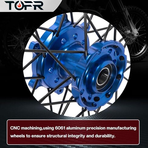 TOFR 21" 19" CNC Spoked Front Rear Wheels Rims Hubs Set for YAMAHA YZ125 YZ250 1999-2025 in Kuwait