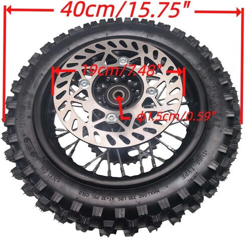 مجموعة إطارات حافة العجلة الخلفية مقاس 10 بوصات للدراجة الترابية 50cc 110cc 125cc tao TTR SSR CRF Apollo 15 مم يتضمن قرص فرامل 190 مم أنبوب إطار 80/100-10 مع دوار فرامل وضرس 420 41T in Kuwait