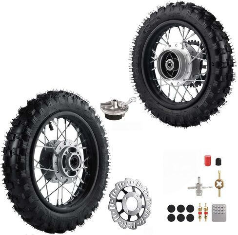10 Inch 2.5-10 Rear and Front Wheel Tire with 1.4 x 10 Rim Chain Sprocket and Drum Brake With 12mm Bearing for 50cc 70cc 90cc 110cc Dirt Pit Bike CRF50 DRZ70 PW50 BBR50 TTR50 DRZ50 SSR in Kuwait