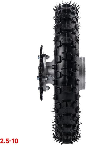 10 Inch 2.5-10 Rear and Front Wheel Tire with 1.4 x 10 Rim Chain Sprocket and Drum Brake With 12mm Bearing for 50cc 70cc 90cc 110cc Dirt Pit Bike CRF50 DRZ70 PW50 BBR50 TTR50 DRZ50 SSR in Kuwait