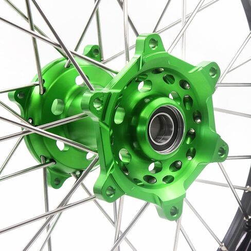 عجلات KKE 21/19 MX لـ KAWASAKI KX250F KX450F 2006-2023 /KX125/250 06-07/KX450 19-2023 محاور خضراء للدراجات النارية باستخدام الحاسب الآلي in Kuwait