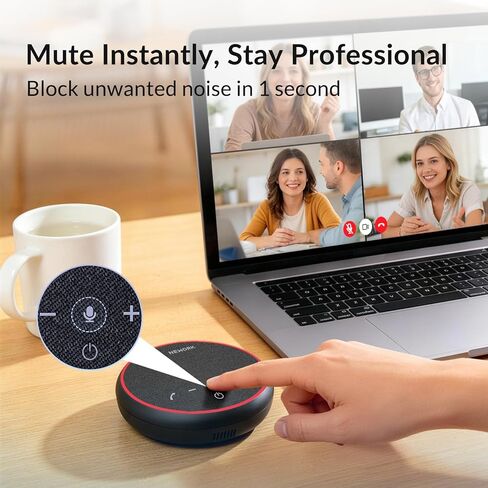 مكبر صوت للمؤتمرات، 3 ميكروفونات AI لالتقاط الصوت بزاوية 360 درجة، إلغاء ذكي للضوضاء، مكبر صوت محمول لمكالمات الفيديو، المكتب المنزلي واجتماعات الفريق الصغيرة in Kuwait