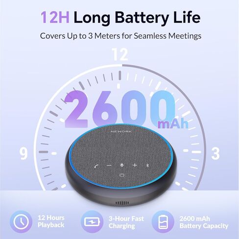 مكبر صوت للمؤتمرات، 3 ميكروفونات AI لالتقاط الصوت بزاوية 360 درجة، إلغاء ذكي للضوضاء، مكبر صوت محمول لمكالمات الفيديو، المكتب المنزلي واجتماعات الفريق الصغيرة in Kuwait
